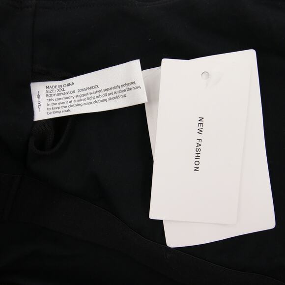 Black Crop Top Cami Tank Spaghetti Strap Built-In Bra Removable Cups Basic XXL - Picture 6 of 7